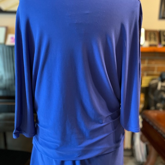 VTG 90s JOSEPH RIBKOFF Blue Stretch Blouse Shirt Top - Picture 7 of 7